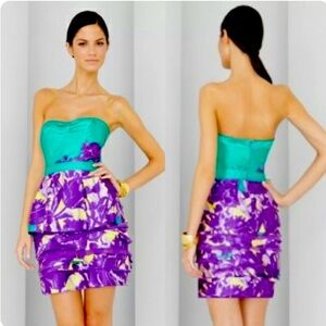 BCBG MaxAzria Bright Formal Dress Ultraviolet Strapless Purple Semi Party Sz 6